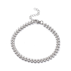 Нержавеющая Сталь Цвет Не тускнеет 304 браслеты из нержавеющей стали с цепочкой для мужчин и женщин, цвет нержавеющей стали, 7-1/2 дюйм (19 см)