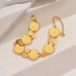 Золотой Браслеты из латунных монет для женщин, золотые, внутренний диаметр: 7-1/8 дюйм (18 см)