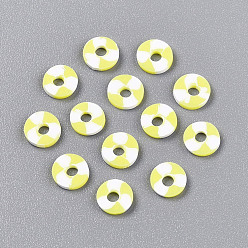 Желтый Бусины из полимерной глины , Диск / плоские круглые, Heishi бусы, желтые, 6~6.5x1~1.5 мм, отверстие : 2 мм, Около 25000 шт / 1000 г