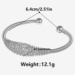 Нержавеющая Сталь Цвет Стильные 304 браслеты-манжеты из нержавеющей стали с пружинной проволокой, браслеты с крутящим моментом для женщин, цвет нержавеющей стали, внутренний диаметр: 2-1/2 дюйм (6.4 см)