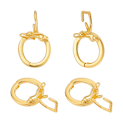 Золотой 4шт. с родиевым покрытием 925 застежки-твистеры из стерлингового серебра, кольцо, с печатью 925, 1двусторонняя полировальная салфетка из замши для серебра, золотые, 13x8x1 мм, отверстие : 4x3.5 мм, внутренний диаметр: 6 мм