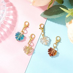 (52) Непрозрачная лаванда Лист акриловые подвесные украшения, с карабинами из цинкового сплава для украшений сумок, разноцветные, 29.5 мм