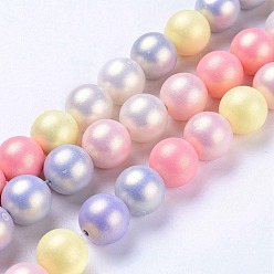 Colorful Spray Painted Resin Beads Strands, Rubberized Style, Round, Colorful, 11.3x11.7mm, Hole: 1.5mm, about 33pcs/Strand, 14.76''(37.5cm)