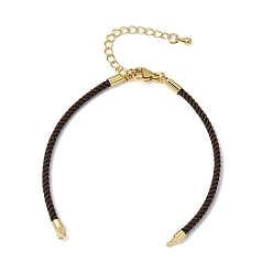 Седло Коричневый 2мм витой круглый нейлоновый шнур для изготовления браслета, подходит для соединительных шармов, с латунными выводами и 303 застежками из лобстера из нержавеющей стали, реальный 18 k позолоченный, седло коричневый, 6.22 дюйм (15.8 см)