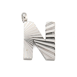 Letter N 304 прелести нержавеющей стали, гравированная фигурка ручной работы, полностью отполированный, цвет нержавеющей стали, Письмо N, 14x9.5x2 мм, отверстие : 1.8 мм