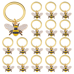 Золотой 20шт брелок из сплава эмали, Пчелы, с железными кольцами, золотые, 43 мм