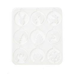 Олень Силиконовые формы для подвесок рождественской серии, изготовление ювелирных изделий из эпоксидной смолы, белые, олень, 112x100x4 мм, отверстие : 2.4 мм, внутренний диаметр: 34x29.2 мм