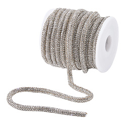 Clear 10 Yards Cotton Round Cord, with Glass Rhinestone, with 1Pc Plastic Empty Spools, Clear, 6mm