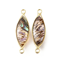 Horse Eye Латунные подвески-соединители из натуральной пауа-ракушки, с эпоксидной смолой, золотые, лошадиный глаз , 24x7.5x3.5~4.5 мм, отверстие : 1.6 мм