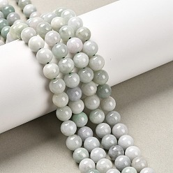 Бирманский Нефрит Естественный жадеит бисер пряди, круглые, класс А, 8 мм, отверстие : 1 мм, около 48 шт / нитка, 38 см