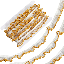 (932FM) Темно-синий аква-матовый с подкладкой 10 ярдов эластичной спандексовой ленты, с картонной карточкой, темно-золотистые, 7/8 дюйм (22 мм)