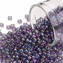 (166D) Transparent AB Sugar Plum TOHO Round Seed Beads, Japanese Seed Beads, (166D) Transparent AB Sugar Plum, 8/0, 3mm, Hole: 1mm, about 222pcs/bottle, 10g/bottle