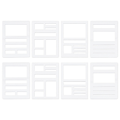 Rectangle Шаблоны трафаретов для рисования акрилом, для росписи по скрапбуку ткань плитка напольная мебель дерево, прямоугольные, 89x63x2.5 мм, 8 шт / комплект
