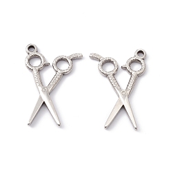 Couleur Acier Inoxydable Pendentifs en acier inoxydable anti-ternissement, ciseaux, couleur inox, 201mm, Trou: 33.5x22x2.5mm