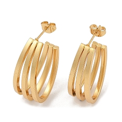 Золотой Вакуумное покрытие pvd 201 овальные серьги-гвоздики из нержавеющей стали, с 304 штифта из нержавеющей стали, золотые, 32x11 мм