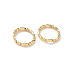 Настоящее золото 18K Латунь разделить брелоки, кольцо, реальный 18 k позолоченный, 10x0.7 мм, внутренний диаметр: 8.5 мм