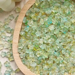 Светло-зеленый 30шт матовые стеклянные бусины, звезда, светло-зеленый, 8 мм