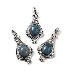 Апатит Натуральный апатит подвеска, Подвески-капли со стойким покрытием, фурнитура из латуни платинового цвета, без кадмия и без свинца, 30x14.5x5.7 мм, отверстие : 2.7 мм