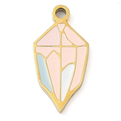 Алмаз 304 подвески из нержавеющей стали, с эмалью, золотые, алмаз, 18x19x1.7 мм, отверстие : 1.4 мм