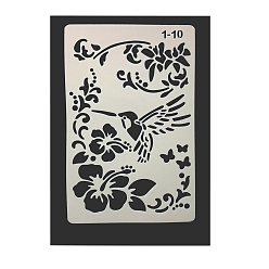 Bird Eco-Friendly PET Plastic Hollow Painting Silhouette Stencil, DIY Drawing Template Graffiti Stencils, Bird, 246x160mm