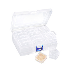 Прозрачный 1Наборы прямоугольных пластиковых органайзеров для рукоделия из ПК, 14 решетки для контейнеров для бисера, прозрачные, 16.5x11.5x5.6 см, Колонка: 2.5x4.8 см
