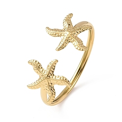 Морская звезда Морская тематика 304 браслеты-манжеты из нержавеющей стали, браслеты на концах для женщин, золотые, морская звезда, внутренний диаметр: 2.01 дюйм (5.1 см) x 2.32 дюйм (5.9 см)