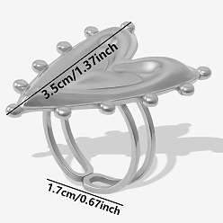 Нержавеющая Сталь Цвет 304 кольцо сердечной манжеты из нержавеющей стали, регулируемое модное простое открывающееся кольцо, цвет нержавеющей стали, 35 мм, внутренний диаметр: 17 мм