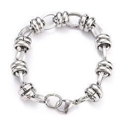 Stainless Steel Color Tarnish Resistant 304 Stainless Steel Link Chain Bracelets, with Lobster Claw Clasps, Stainless Steel Color, 7-5/8 inch(19.5cm)