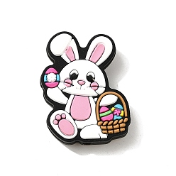 Pink Силиконовые бусины на пасхальную тематику, изготовление ожерелий diy, кролик, розовые, 29x21.5x9 мм, отверстие : 2.5 мм