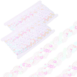 Белый 2 шт. полиэстеровые бусины-пайетки, блестки бисер, Аксессуары для орнаментов, рулон с пайетками, волна, белые, 17 мм, 11 м / шт