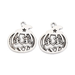 Античное Серебро Хэллоуин подвеска в тибетском стиле с эмалью, без кадмия и без свинца, тыква, античное серебро, 23x20x1 мм, отверстие : 2 мм