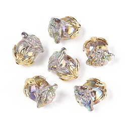 Гейнсборо Уф-покрытие прозрачные акриловые бусины, радужный, роза, с позолоченной сплавочной фурнитурой, светло-серые, 23x20.5x16 мм, отверстие : 1.6~1.8 мм