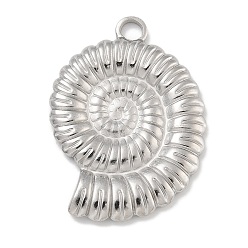 Нержавеющая Сталь Цвет Антикоррозийные 304 подвески из нержавеющей стали, спиральная ракушка-шарм, цвет нержавеющей стали, 30x21.5x2.6 мм, отверстие : 3 мм