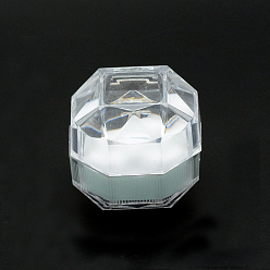 Blanc Boîtes à bagues en plastique transparent, Boîte à bijoux, blanc, 3.8x3.8x3.8 cm