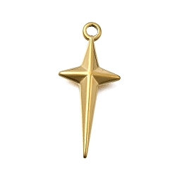 Настоящее золото 18K 304 подвески из нержавеющей стали, звезда, ионное покрытие (ip), реальный 18 k позолоченный, 25x11x2.5 мм, отверстие : 1.6 мм