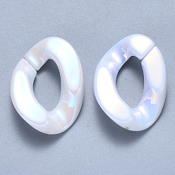 White Opaque Acrylic Linking Rings, Quick Link Connectors, for Curb Chains Making, AB Color Plated, Twist, White, 30x21x6mm, Inner Diameter: 16x8mm