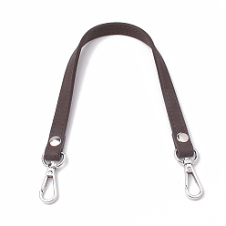 SillínMarrón Imitación cuero asas de la bolsa, con broches de aleación, para accesorios de reemplazo de correas de bolsa, Platino, saddle brown, 345~355x12x3.5 mm