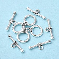 Antique Silver Tibetan Style Alloy Toggle Clasps, Lead Free and Cadmium Free, Antique Silver, 15x11mm, Hole: 2mm