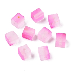 Орхидея Матовые стеклянные бусины с золотистой блестящей пудрой, два тона, кубические, сиреневые, 7x6x6 мм, отверстие : 1.4~1.5 мм, о: 1818 шт / 1000 г