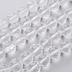 Прозрачный Стеклянные бусины, граненые, круглые, прозрачные, 15~15.5 мм, отверстие : 2 мм, около 15 шт / нитка, 8.6 дюйм (22 см)