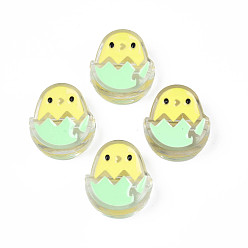 Бледно-Зеленый Прозрачные акриловые бусины, с эмалью, яйцо, бледно-зеленый, 26x22x9 мм, отверстие : 3 мм