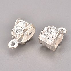 Серебро Поручни из цинкового сплава, петля под залог, шарф под залог бисера, без кадмия и без свинца, серебряный цвет гальваническим, 13.5x8x8.5 мм, отверстие : 2 мм, внутренний диаметр: 6 мм, Около 980 шт / 1000 г