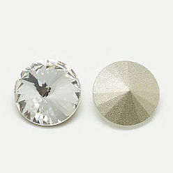 Crystal Pointed Back Glass Rhinestone Cabochons, Rivoli Rhinestone, Back Plated, Faceted, Cone, Crystal, 12x6mm