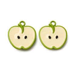 Яблоко Подвески из сплава краски для выпечки, фруктовые прелести, яблоко, 16x15x5 мм, отверстие : 1.2 мм