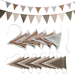 Mixed Color 3Pcs 2 Styles Linen & Twine Pennant Flags Banners, for Party Birthday, Festival Celebration, Triangle, Mixed Color, 2540~3940x170x3mm