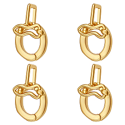 Golden 4Pcs Brass Enhancer Shortener Bails, Hinged Pendant Bails, Golden, 14x7.5x5.5mm, Hole: 4x3.5mm, Inner Diameter: 6x4.5mm