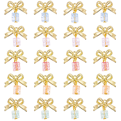 (52) Непрозрачная лаванда 20шт. 5 цвета стеклянные кубы и подвески-банты из сплава, золотые, разноцветные, 18 мм, 4 шт / цвет