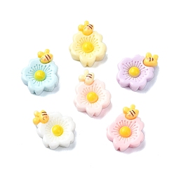 Цветок Макарун цветная непрозрачная смола декодирование кабошонов, разноцветные, цветок, 13x11x5 мм