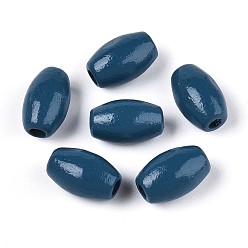 Стально-синий Окрашенные распылением деревянные бусины Schima, рис, стальной синий, 9.5~10x6~6.5 мм, отверстие : 1.8~2 мм