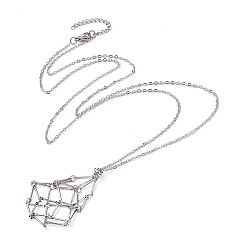 Платинированный Латунный мешочек для макраме, пустой держатель для камней для изготовления подвесных ожерелий, с тросовыми цепями и застежкой в виде клешни омара, Реальная платина, 29-1/8 дюйм (74 см)